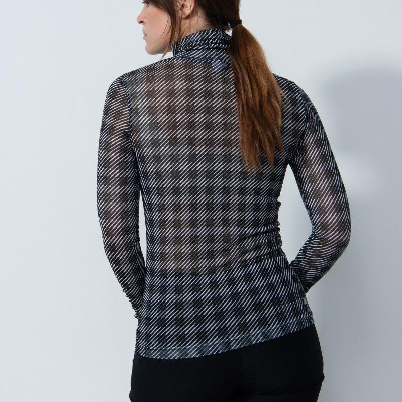 Daily Sports Barrie Mesh Turtleneck Sweater - Black Check