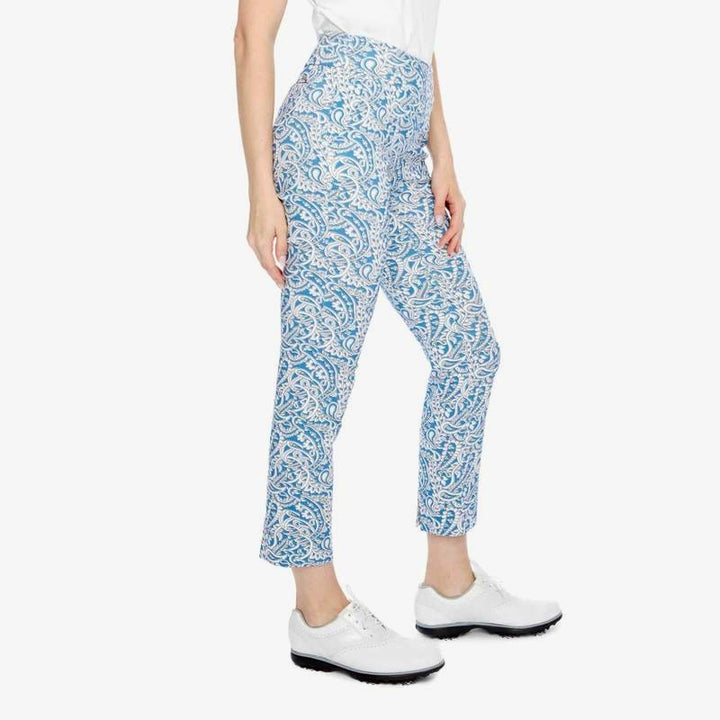 Swing Control Dutch Paisley Ankle Pants - Blue/Cream