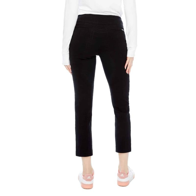 Swing Control Plaid Jacquard Ankle Pant (28") - Black