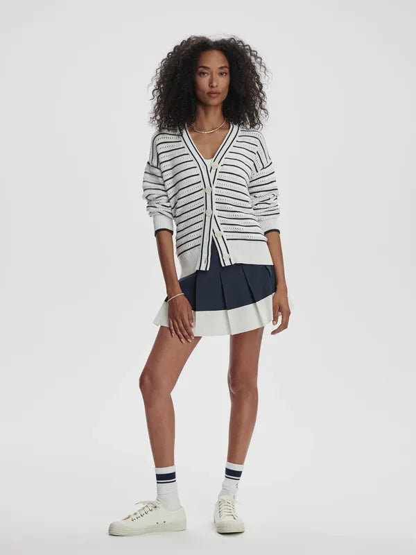 Varley Antonia Cardigan - White/Blue Nights