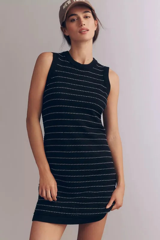 Varley Mindy Contrast Stitch Dress - Black