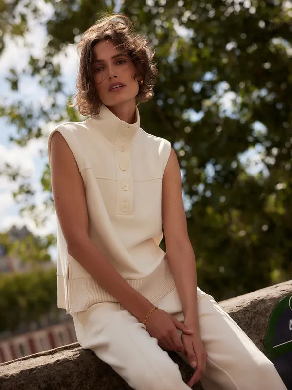 Varley Conall Button Tank - Pristine Ivory