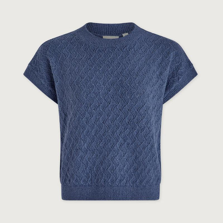 Varley Manae Pointelle Knit Top - Bijou Blue
