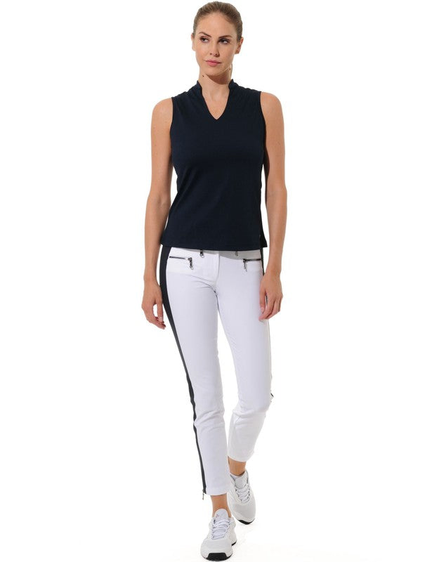 MDC Double Zip Ankle Pant - White/Navy