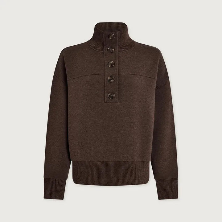 Varley Bronya Button Sweat - Coffee Bean Marl