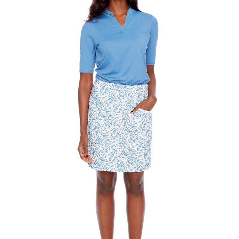 Swing Control Dutch Paisley Skort (18") - Blue/Cream