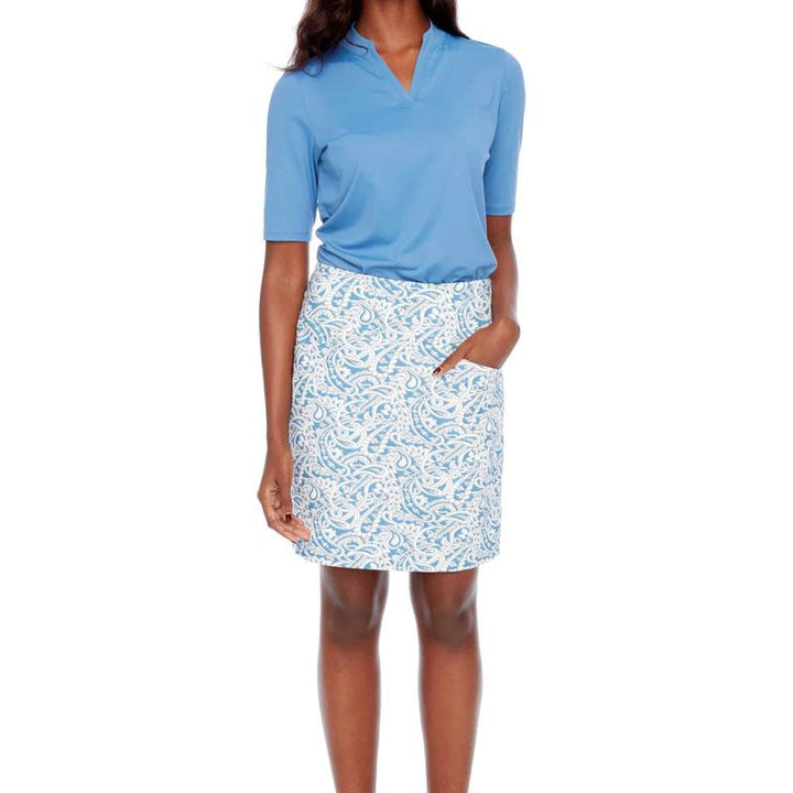 Swing Control Dutch Paisley Skort (18") - Blue/Cream