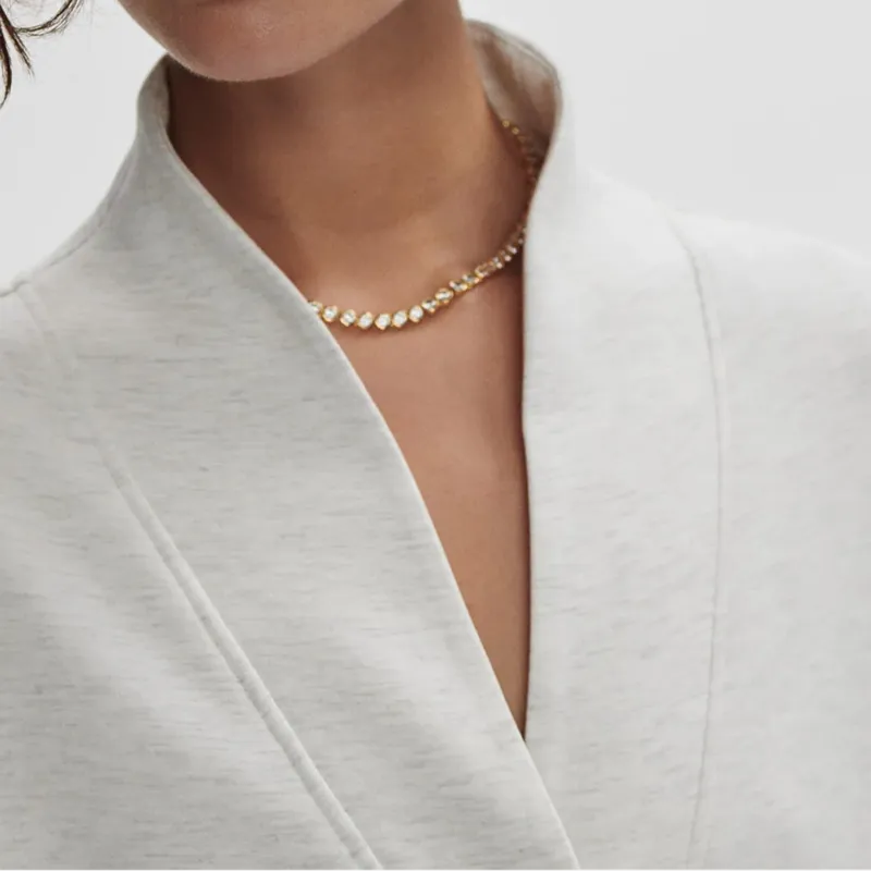 Varley Celeste Button Sweat - Ivory Marl