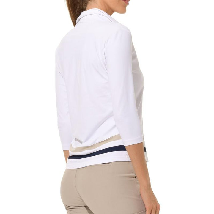 MDC 3/4 Sleeve Polo Shirt - White/Navy/Taupe