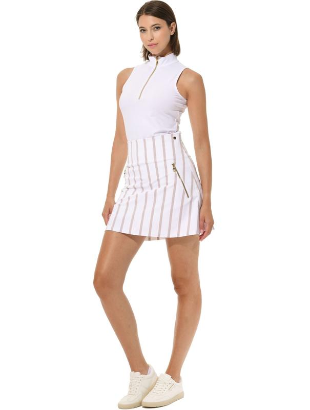 MDC HIgh Waist Zip Skort - White/Taupe