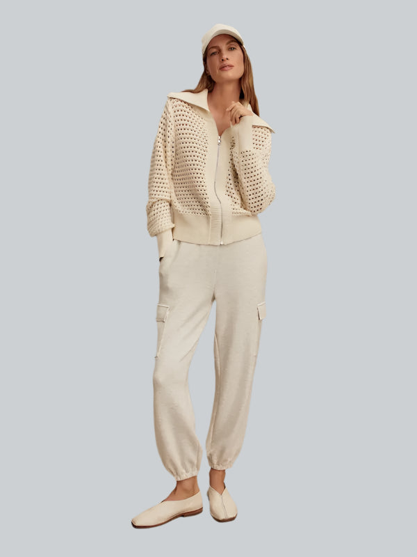 Varley Eloise Zip Knit Jacket - Egret