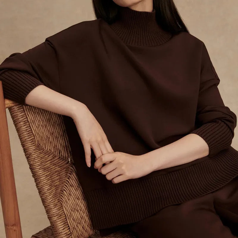 Varley Barker High Neck Sweat - Coffee Bean