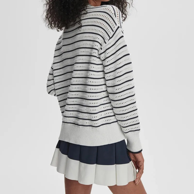 Varley Antonia Cardigan - White/Blue Nights