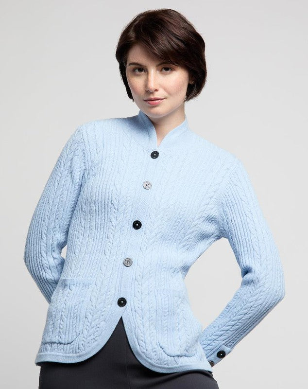 Atelier by Lyse Spenard Cable Cardigan - Blue