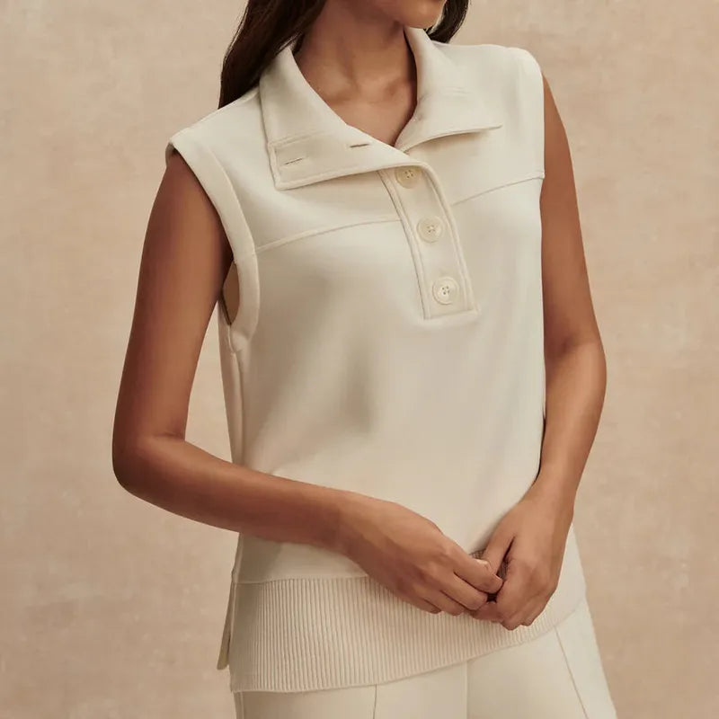 Varley Conall Button Tank - Pristine Ivory