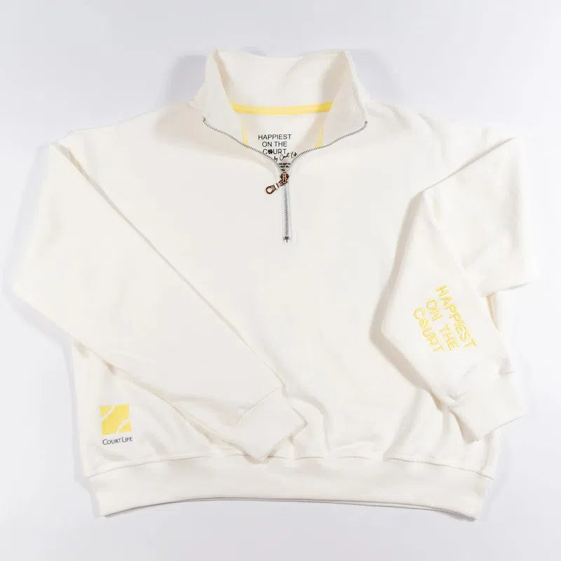 CourtLife Happiest on The Tennis Court Zip Sweatshirt - Various Colours