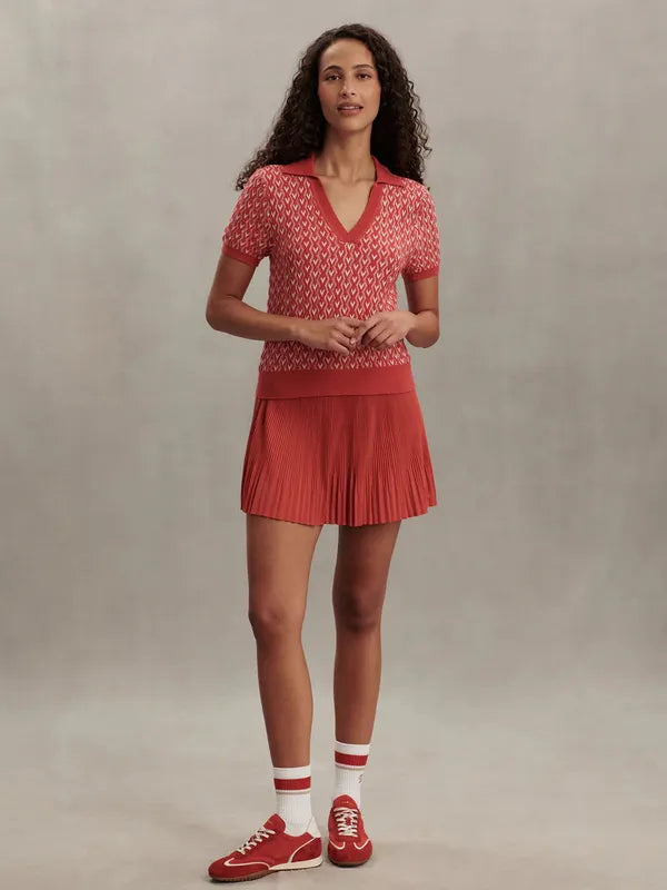 Varley Ezrella Knit Top - Baked Apple Red