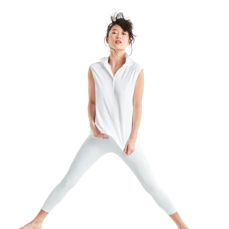 Devon Halsey Sleeveless Polo - White