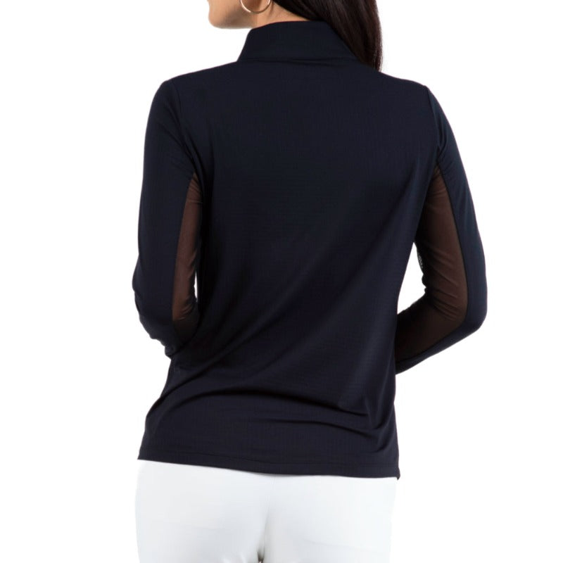 IBKUL Solid L/S Mock Neck Top - Black