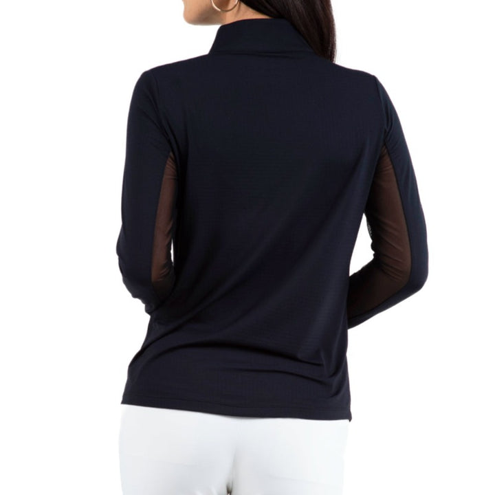 IBKUL Solid L/S Mock Neck Top - Black