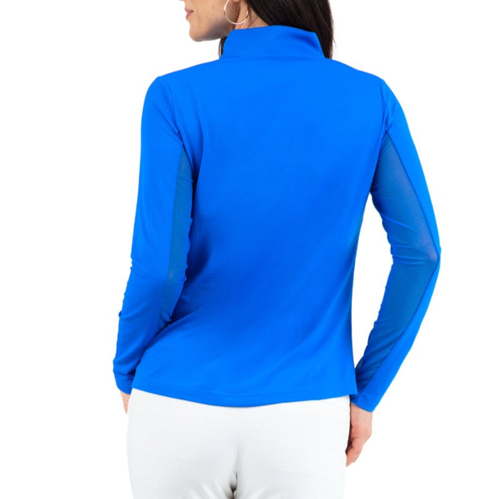 IBKUL Solid L/S Mock Neck Top - Royal Blue