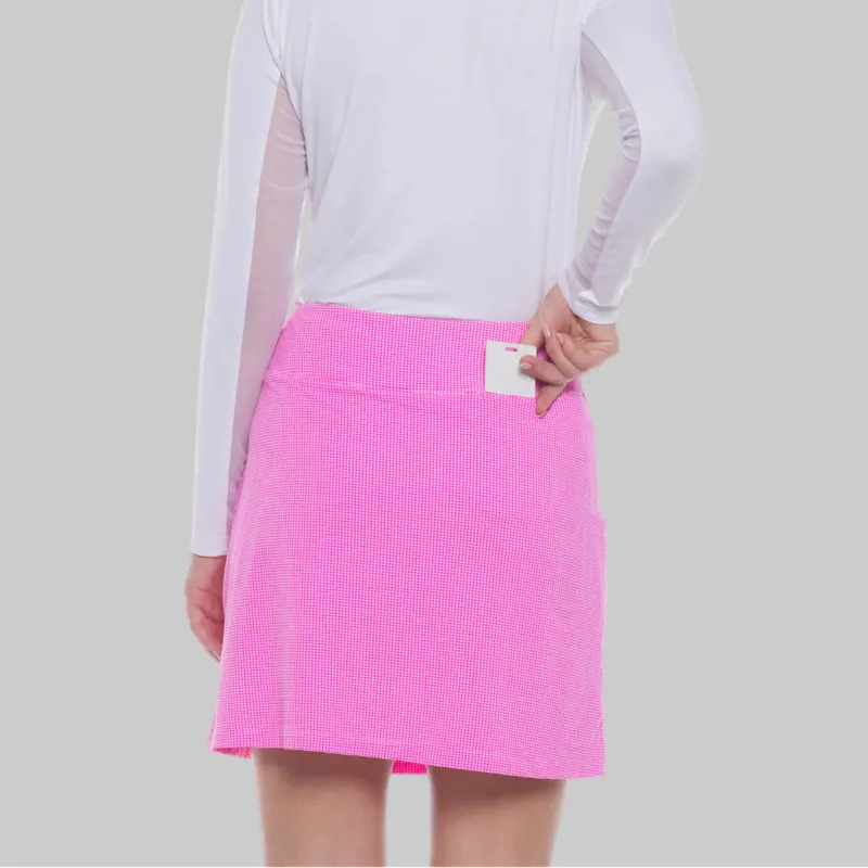 IBKUL Mini Check Skort (18")- Pink/White