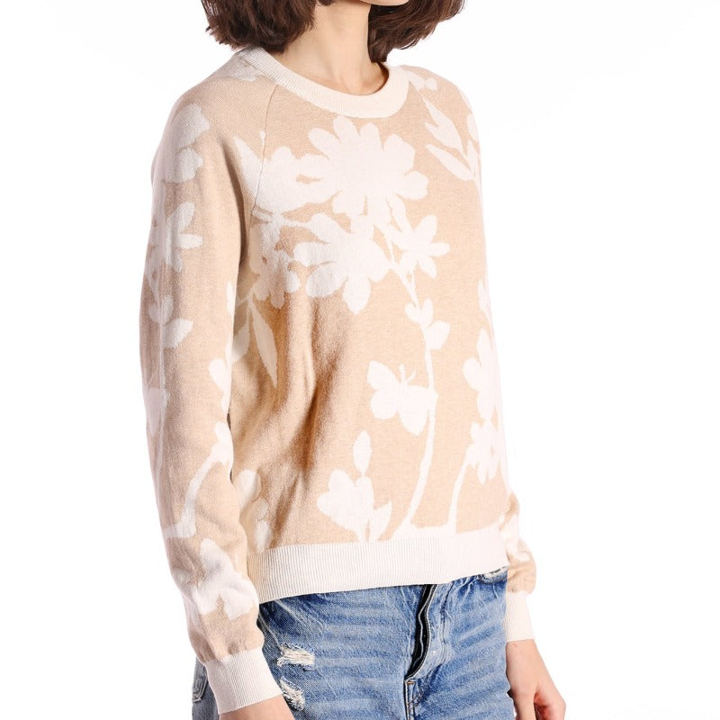 Minnie Rose Floral Reversible Sweater - Brown Sugar