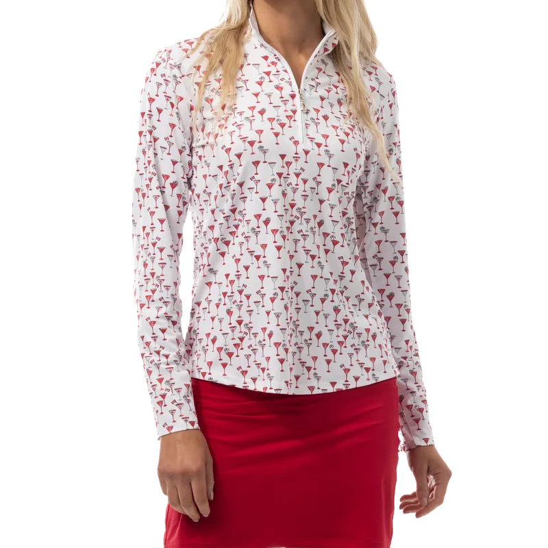 SanSoleil SolCool O'Canada L/S Mock - White/Red