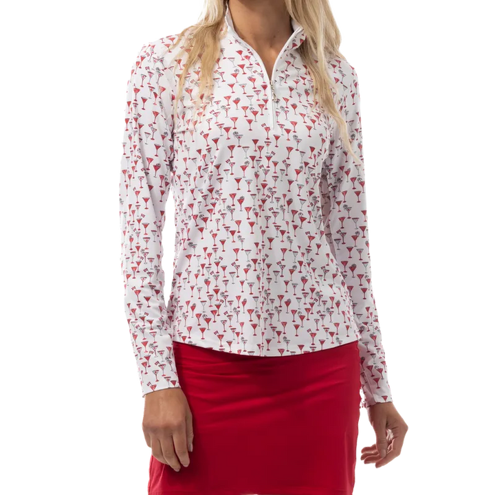 SanSoleil SolCool O'Canada L/S Mock - White/Red