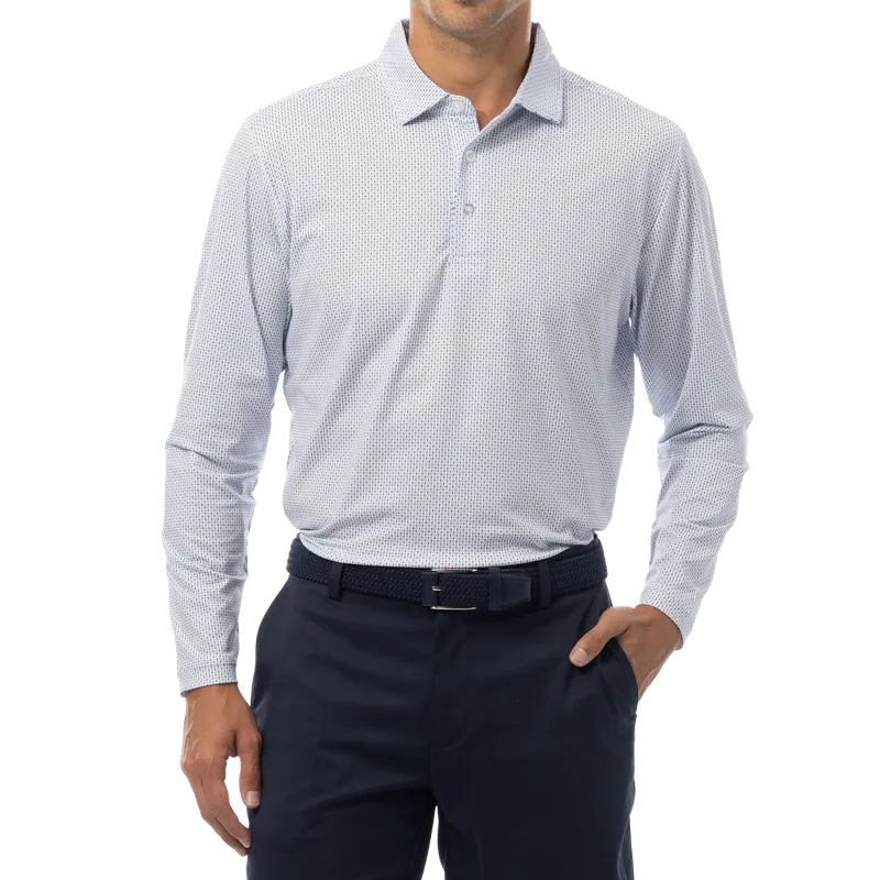 SanSoleil Men's Soltek Ice L/S Polo - Peri/Navy
