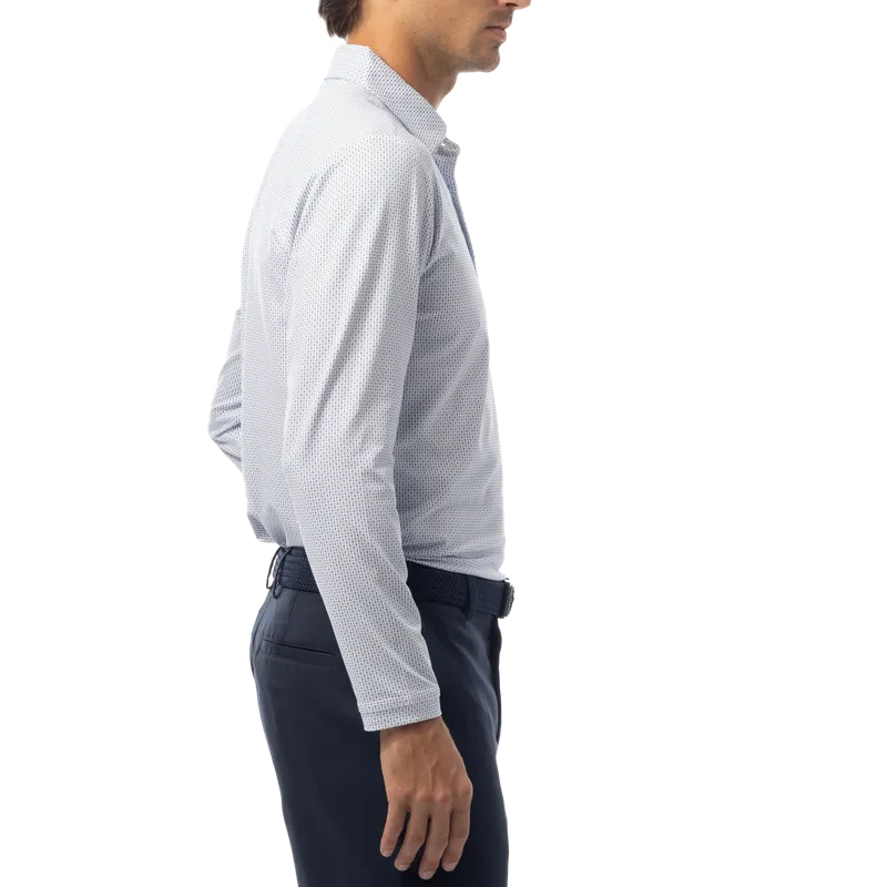 SanSoleil Men's Soltek Ice L/S Polo - Peri/Navy