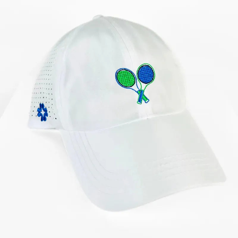 VimHue Tennis Racquets Hat - White/Green/Blue