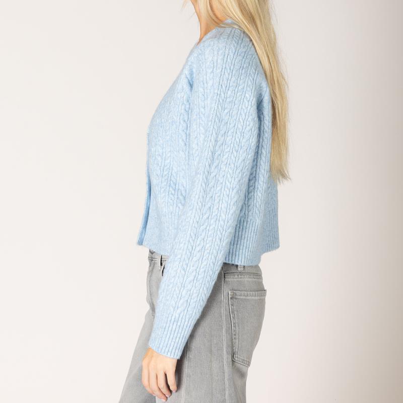 Lyla & Luxe Adina Cable Cardigan - Light Blue