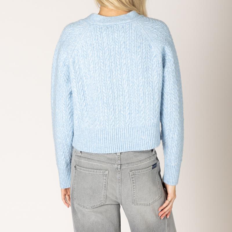 Lyla & Luxe Adina Cable Cardigan - Light Blue