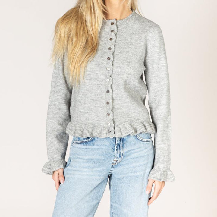 Lyla & Luxe Annora Ruffle Cardigan - Sterling Grey