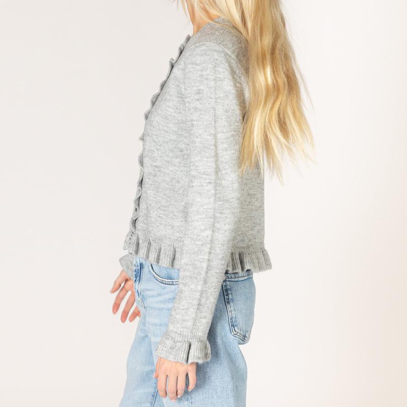 Lyla & Luxe Annora Ruffle Cardigan - Sterling Grey