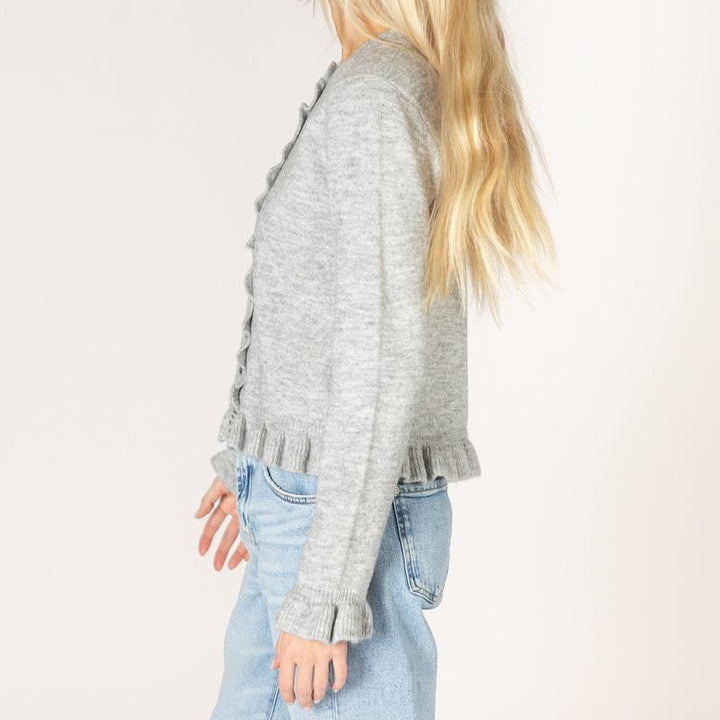 Lyla & Luxe Annora Ruffle Cardigan - Sterling Grey