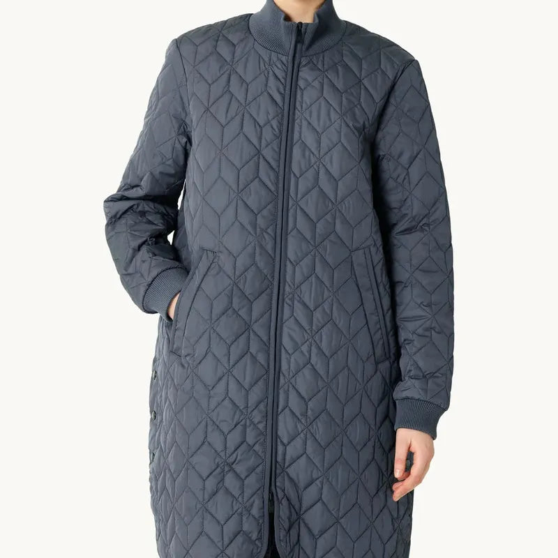 Ilse Jacobsen Long Quilted Coat - Ombre Blue
