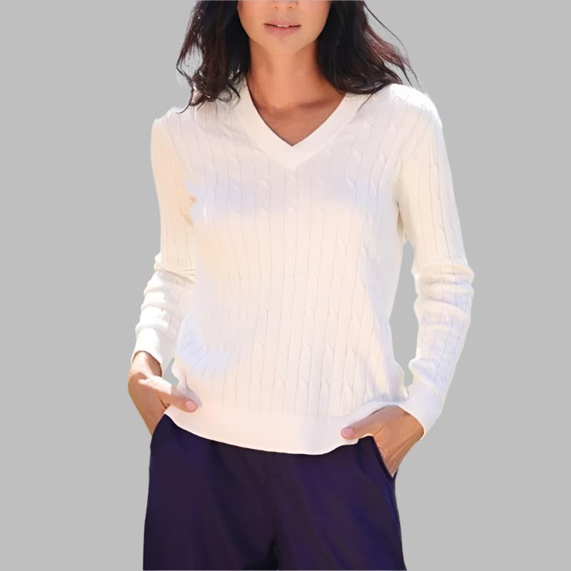 Alashan Cashmere April V-Neck Sweater - Off White