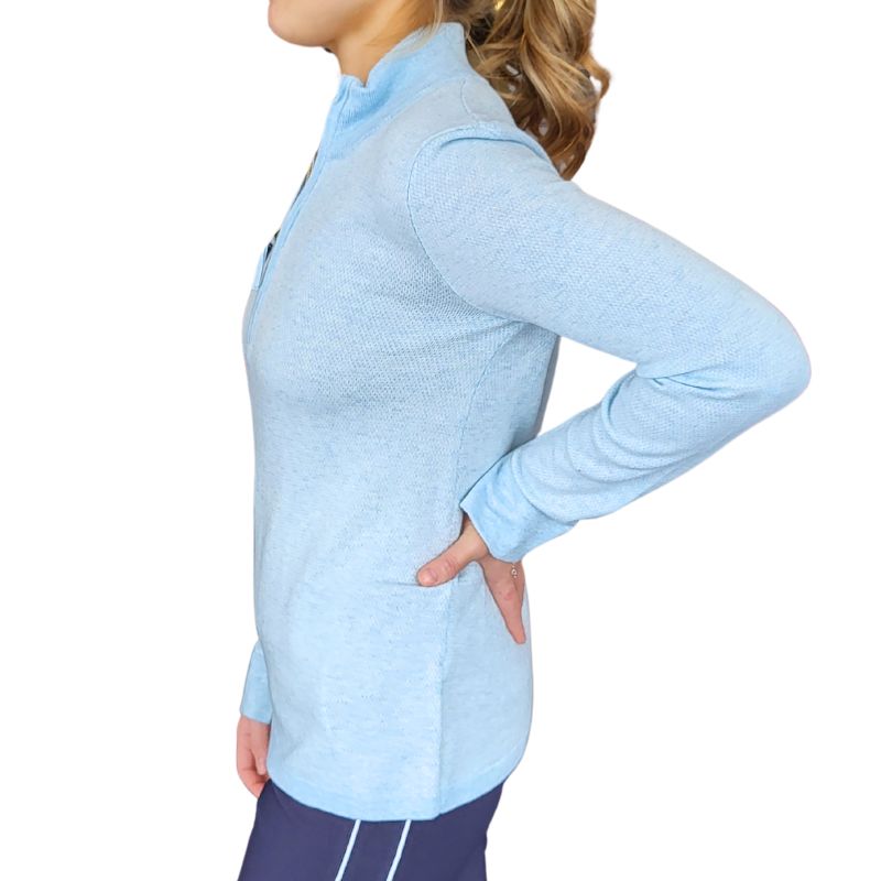 Alashan Cashmere Birdseye Zip Pullover - Blue