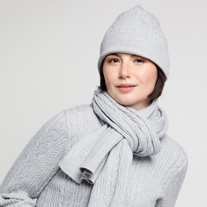 Atelier by Lyse Spenard Cable Knit Scarf - Grey