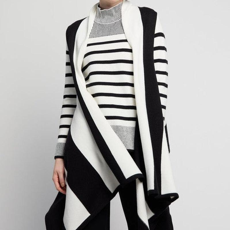 Atelier by Lyse Spenard Button Mock Sweater - Black/Ivory
