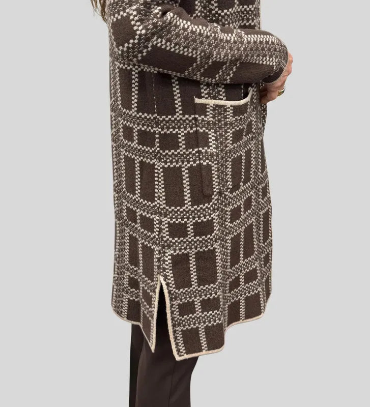 Atelier by Lyse Spenard Sweater/Coat - Chocolate Plaid