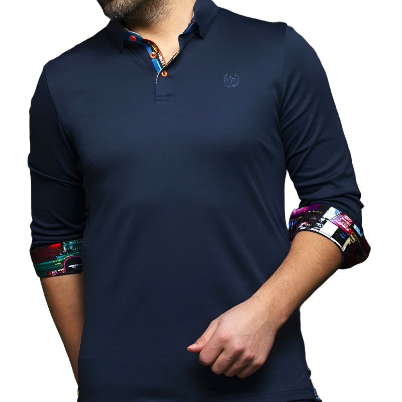 Au Noir Men's Falcon L/S Polo - Navy