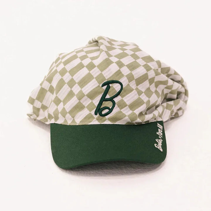 Fore All Lady Scarf Hat - Putting Green/White Check