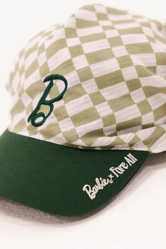 Fore All Lady Scarf Hat - Putting Green/White Check