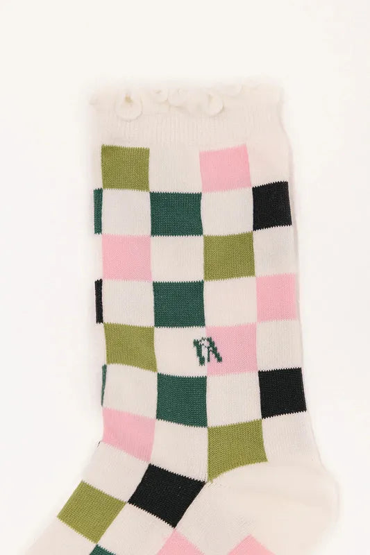 Fore All Maude Ruffle Sock - Barbie Check