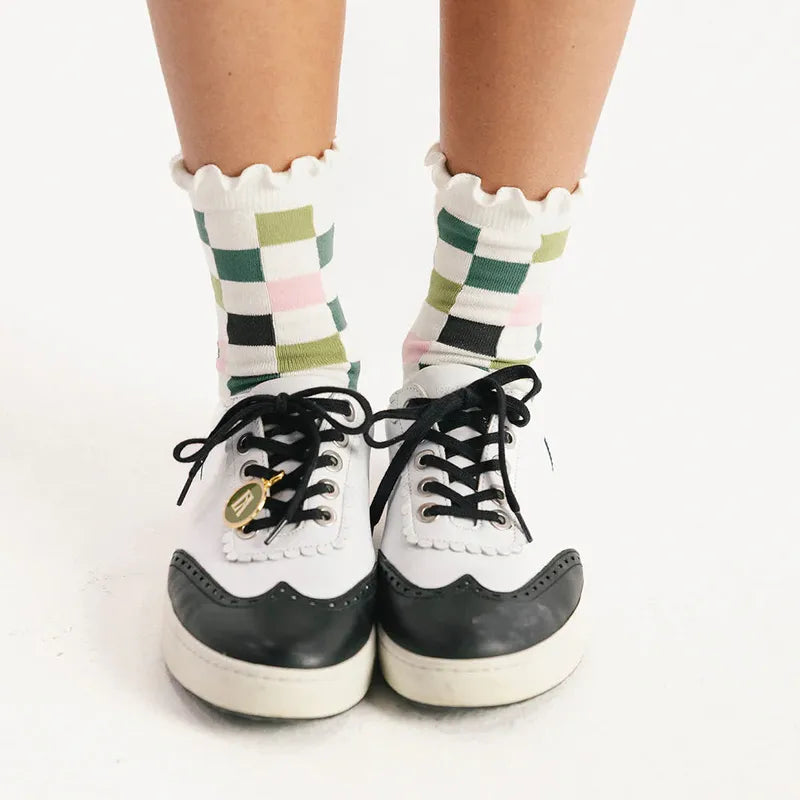 Fore All Maude Ruffle Sock - Barbie Check