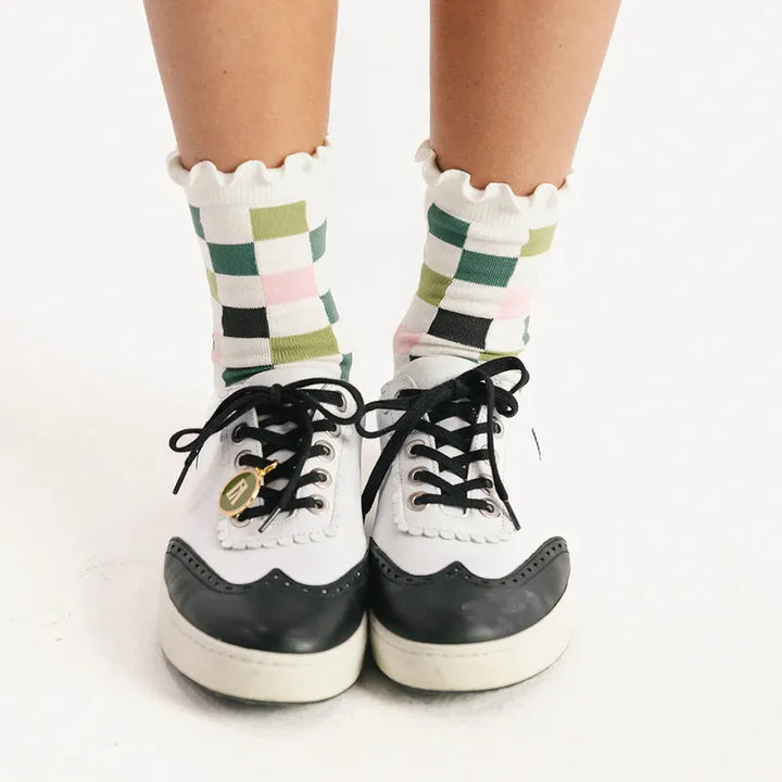 Fore All Maude Ruffle Sock - Barbie Check