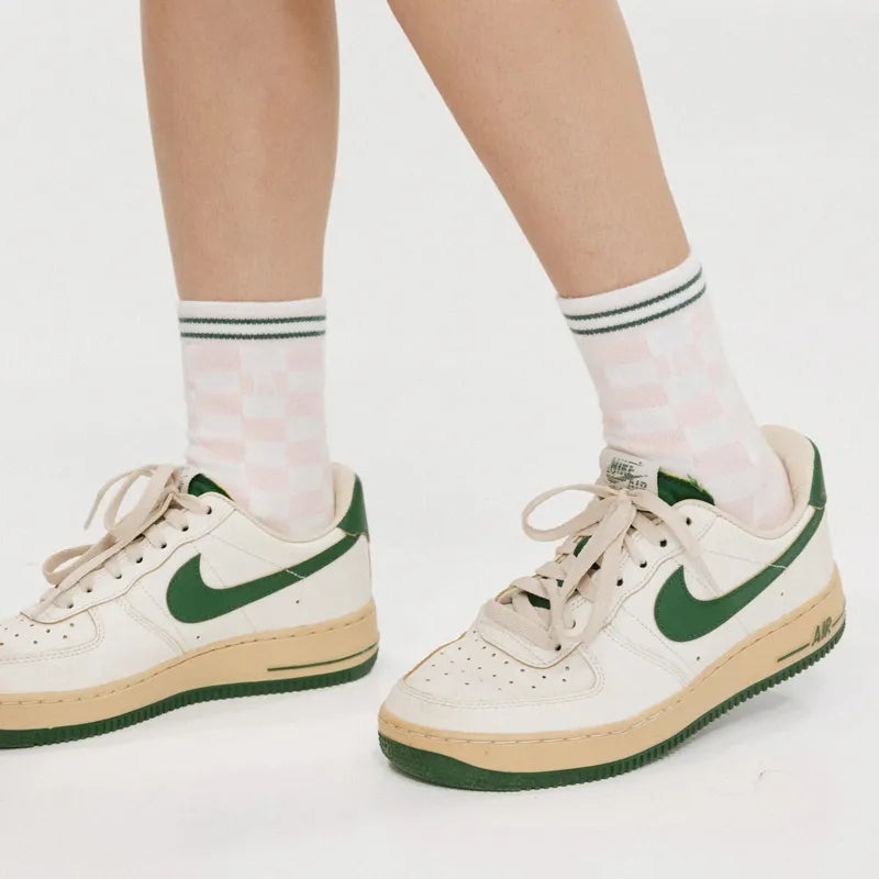 Fore All Charlie Crew Socks - Pink/White Check